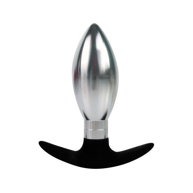 Каплевидная анальная втулка серебристо-черного цвета - 10,6 см - IRON LOVE