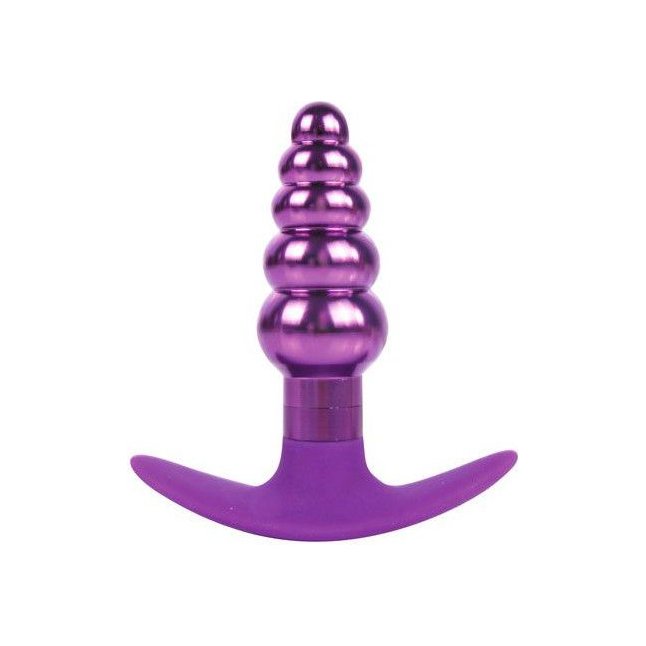 Фиолетовая анальная втулка из металла и силикона - 9,6 см - IRON LOVE