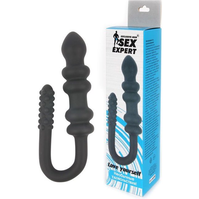 Чёрный стимулятор с различным рельефом Sex Expert - SEX EXPERT. Фотография 2.