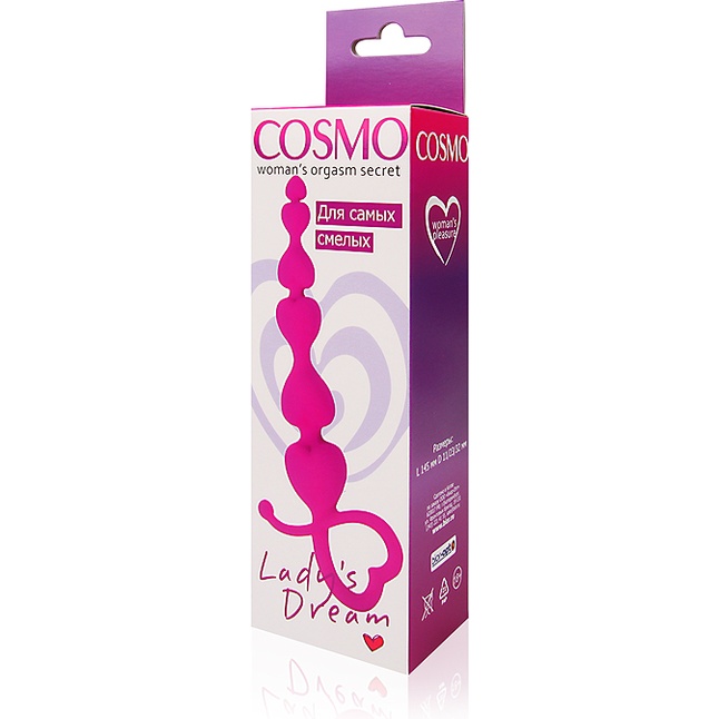 Розовая анальная цепочка Cosmo с петелькой - 14,5 см. Фотография 3.