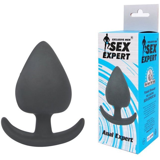 Чёрная анальная пробка с широким основанием-дугой Sex Expert - 9,5 см - SEX EXPERT. Фотография 2.