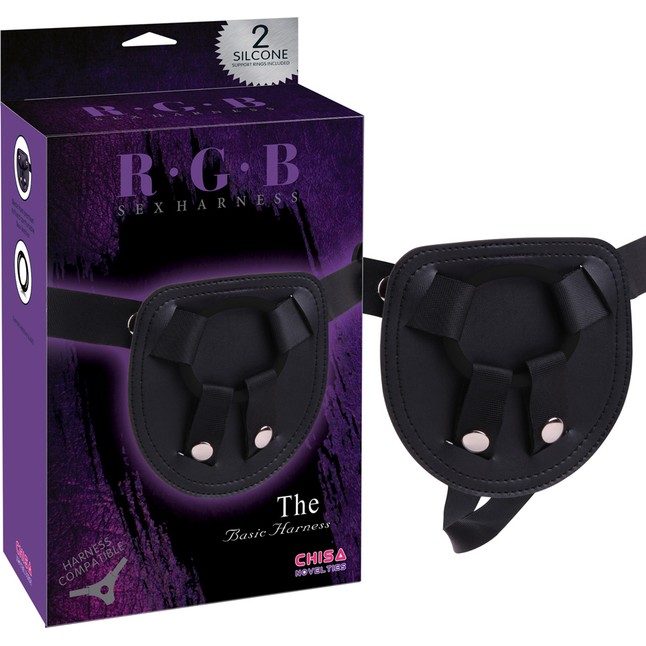 Черные трусики для страпона с тремя кольцами - R.G.B. Фотография 3.