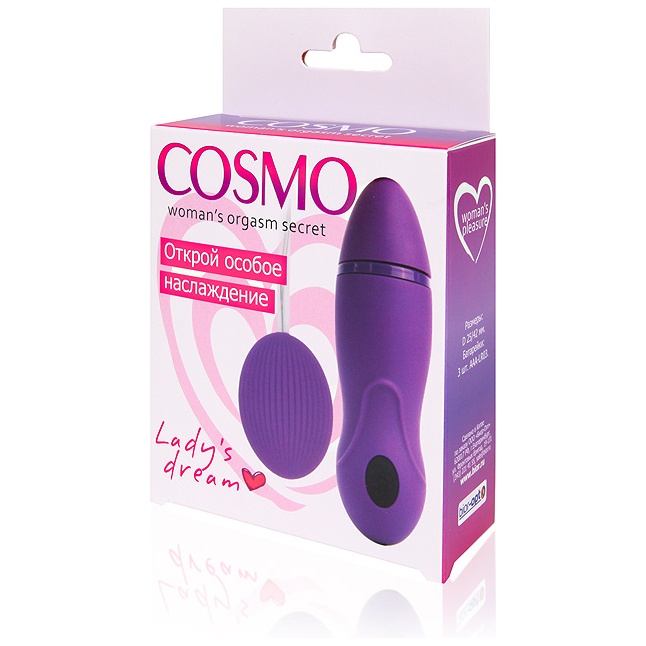 Фиолетовое виброяйцо Cosmo с пультом управления вибрацией. Фотография 3.
