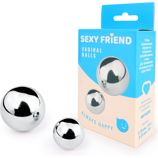 Серебристые вагинальные шарики Sexy Friend без шнурка. Фотография 2.