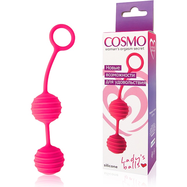 Розовые вагинальные шарики с ребрышками Cosmo. Фотография 2.