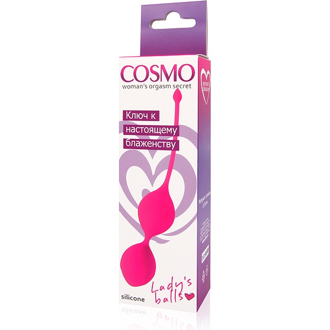 Розовые вагинальные шарики Cosmo с хвостиком. Фотография 3.