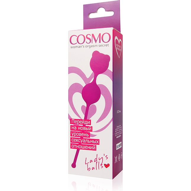 Ярко-розовые вагинальные шарики с ушками Cosmo. Фотография 3.