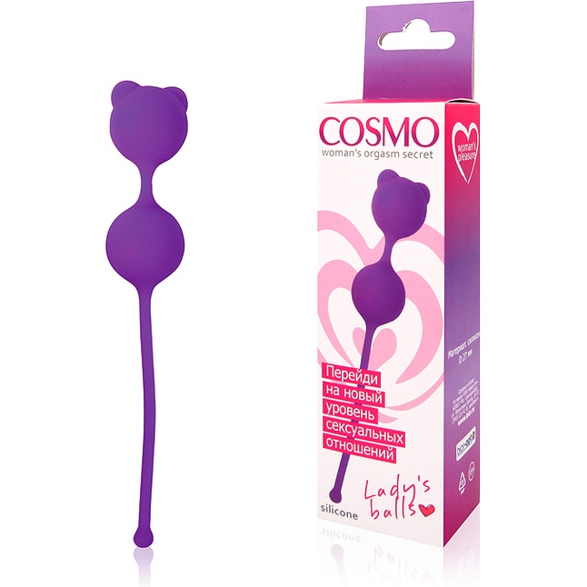Фиолетовые вагинальные шарики с ушками Cosmo. Фотография 2.