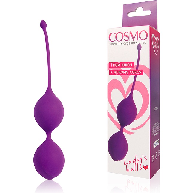 Фиолетовые двойные вагинальные шарики с хвостиком Cosmo. Фотография 2.