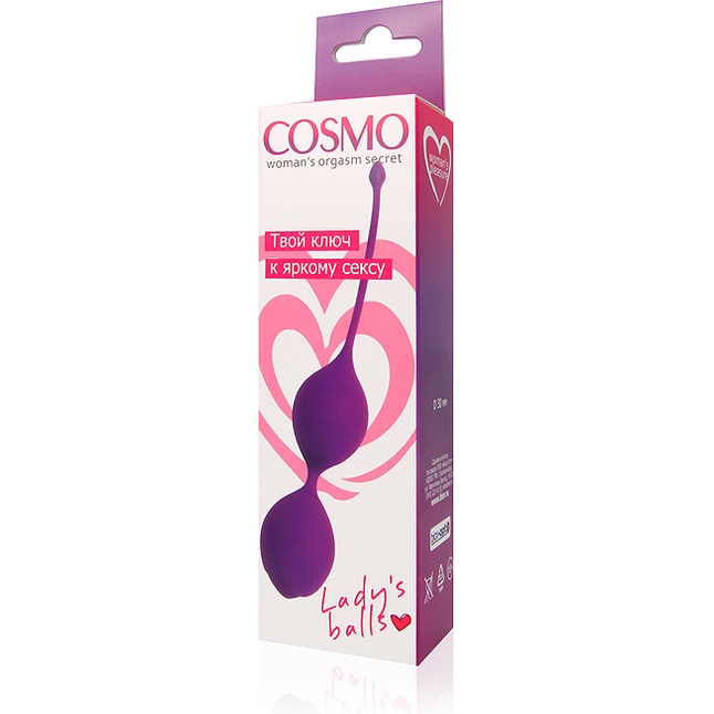 Фиолетовые двойные вагинальные шарики с хвостиком Cosmo. Фотография 3.