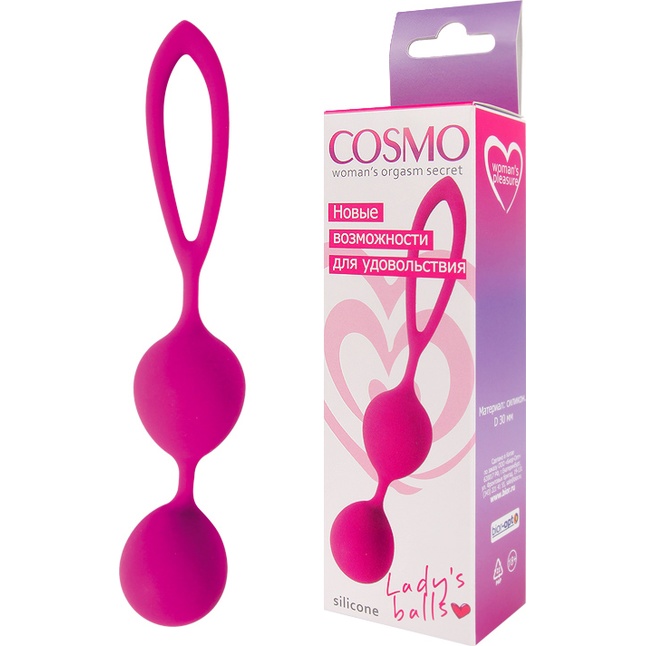 Ярко-розовые вагинальные шарики Cosmo с петелькой. Фотография 2.