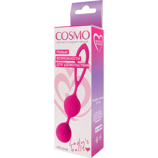 Ярко-розовые вагинальные шарики Cosmo с петелькой. Фотография 3.