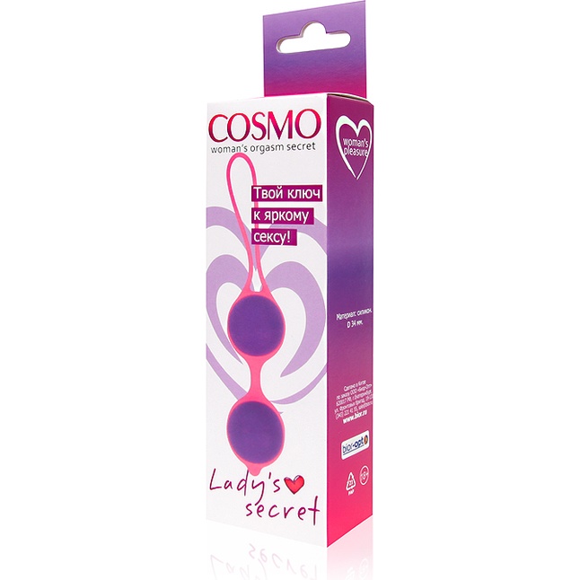 Фиолетово-розовые вагинальные шарики Cosmo. Фотография 3.