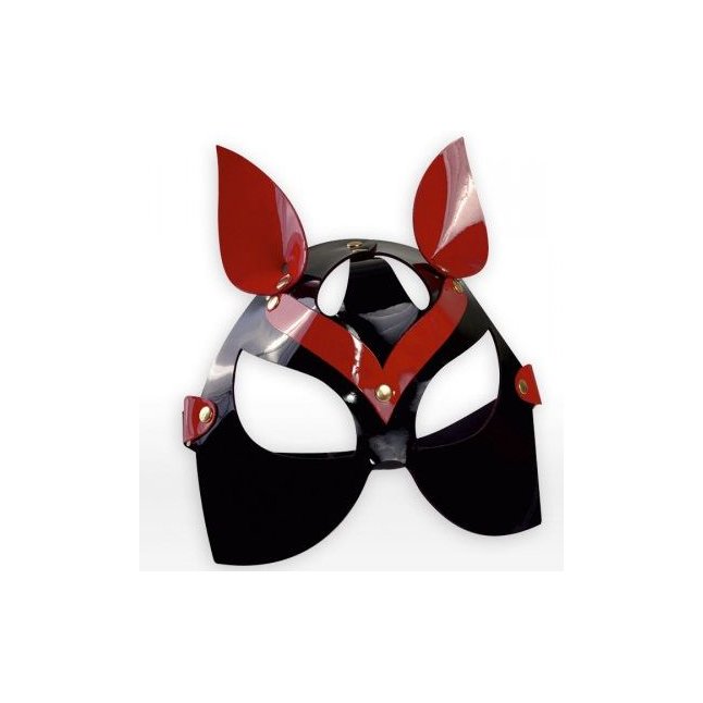 Черно-красная маска кошки из лаковой кожи - BDSM accessories