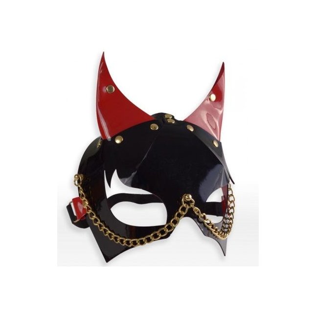 Черно-красная маска с рожками - BDSM accessories