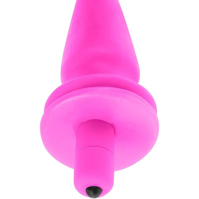 Розовая анальная вибропробка Vibrating Butt Plug - 14,5 см - Neon Luv Touch. Фотография 3.