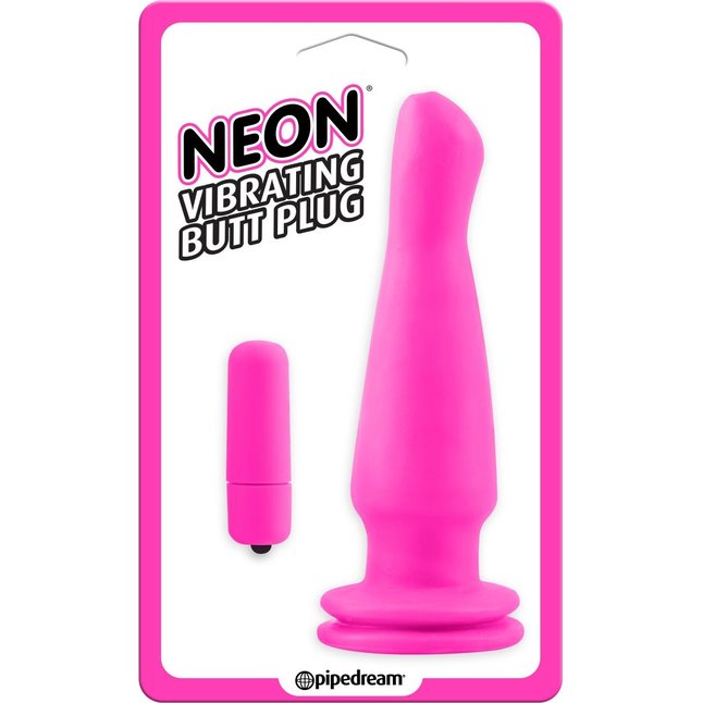 Розовая анальная вибропробка Vibrating Butt Plug - 14,5 см - Neon Luv Touch. Фотография 5.