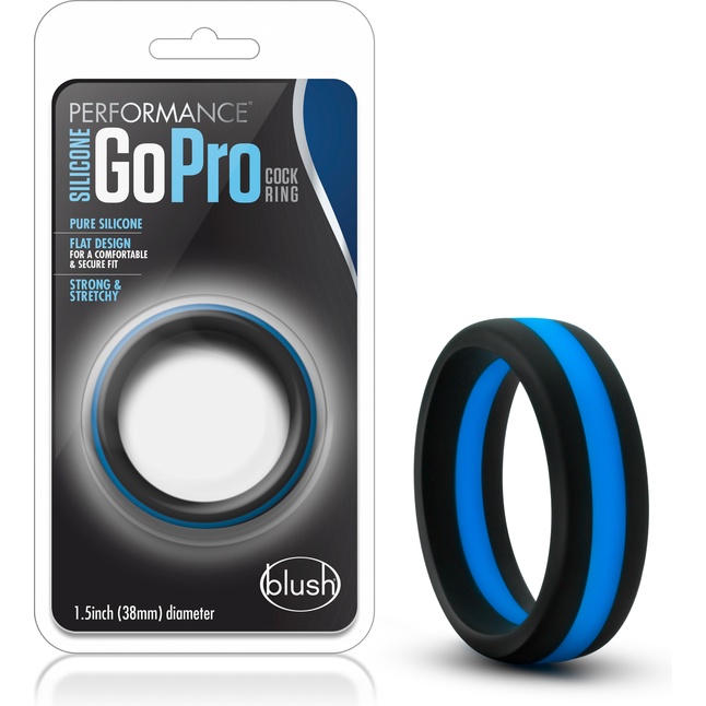 Черно-синее эрекционное кольцо Silicone Go Pro Cock Ring - Performance. Фотография 3.