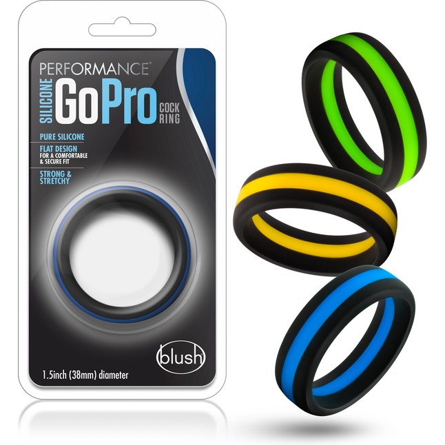 Черно-синее эрекционное кольцо Silicone Go Pro Cock Ring - Performance. Фотография 4.