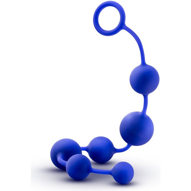 Синяя анальная цепочка 16 Inch Silicone Anal Beads - 40,6 см - Performance. Фотография 3.