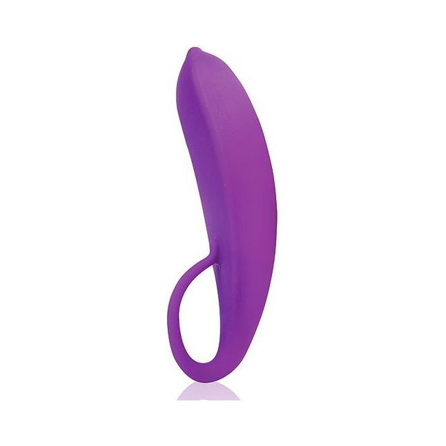 Фиолетовый женский стимулятор с колечком-ручкой - 18 см - COSMO