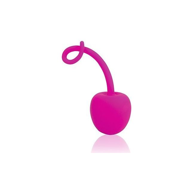 Розовый силиконовый вагинальный шарик-вишенка с хвостиком - COSMO
