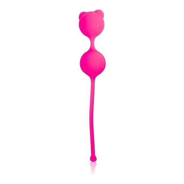 Розовые силиконовые вагинальные шарики на связке с хвостиком - COSMO