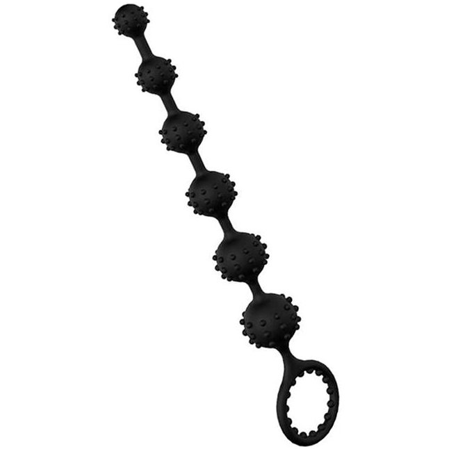 Черная анальная цепочка с шишечками RINGED BEADS - 23 см - Bootyful