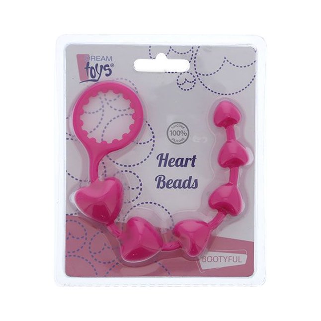 Розовая анальная цепочка с шариками-сердечками HEART BEADS - 23 см - Bootyful. Фотография 2.