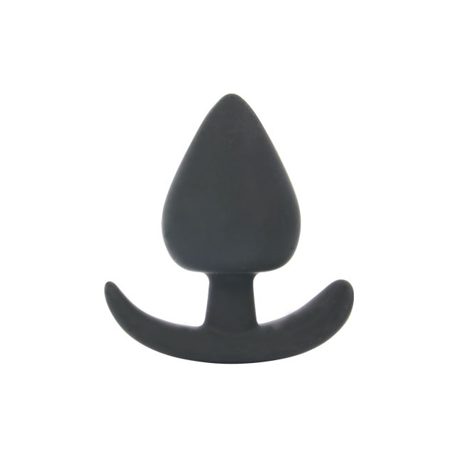 Черная каплевидная анальная силиконовая пробка с ограничителем - 8 см - SEX EXPERT