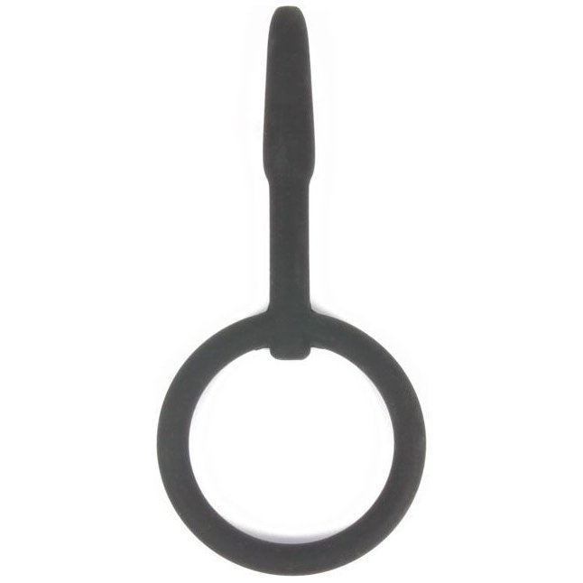 Черный уретральный силиконовый плаг с колечком-ограничителем - 4,5 см - SEX EXPERT