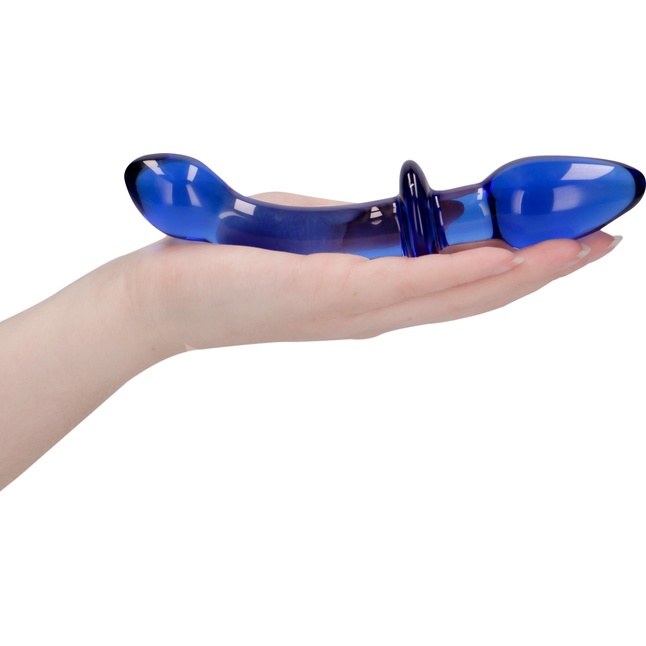 Синий двусторонний анальный стимулятор Doubler - 18 см - Chrystalino. Фотография 6.