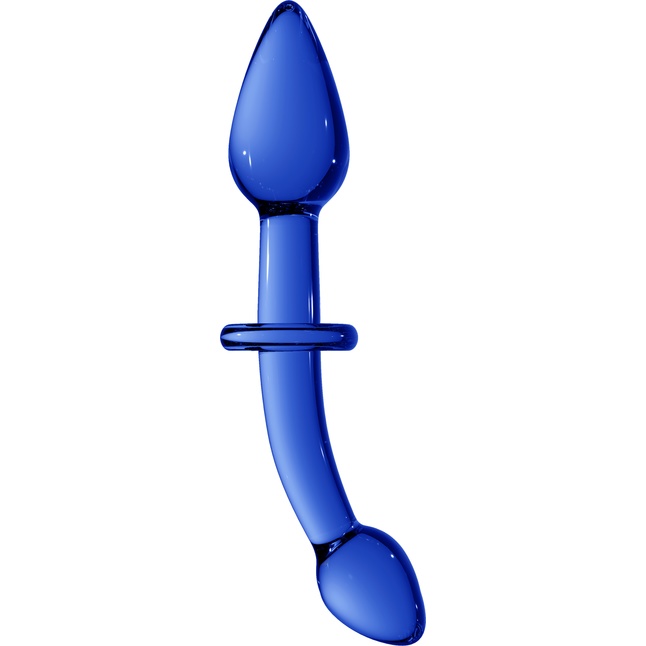 Синий двусторонний анальный стимулятор Doubler - 18 см - Chrystalino