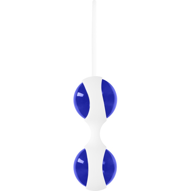 Синие стеклянные вагинальные шарики Ben Wa Large в белой оболочке - Chrystalino. Фотография 3.