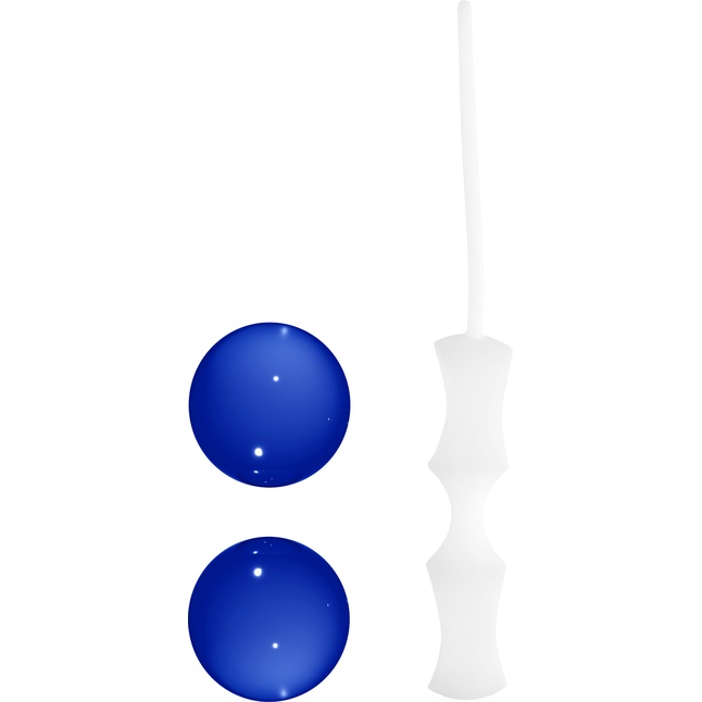 Синие стеклянные вагинальные шарики Ben Wa Large в белой оболочке - Chrystalino. Фотография 4.