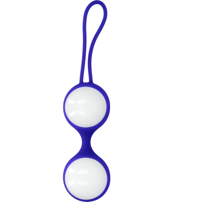 Белые стеклянные вагинальные шарики Ben Wa Large в синей оболочке - Chrystalino. Фотография 2.