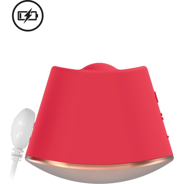 Красный клиторальный стимулятор Dazzling с вибрацией и ротацией - 6,7 см - Elegance. Фотография 8.