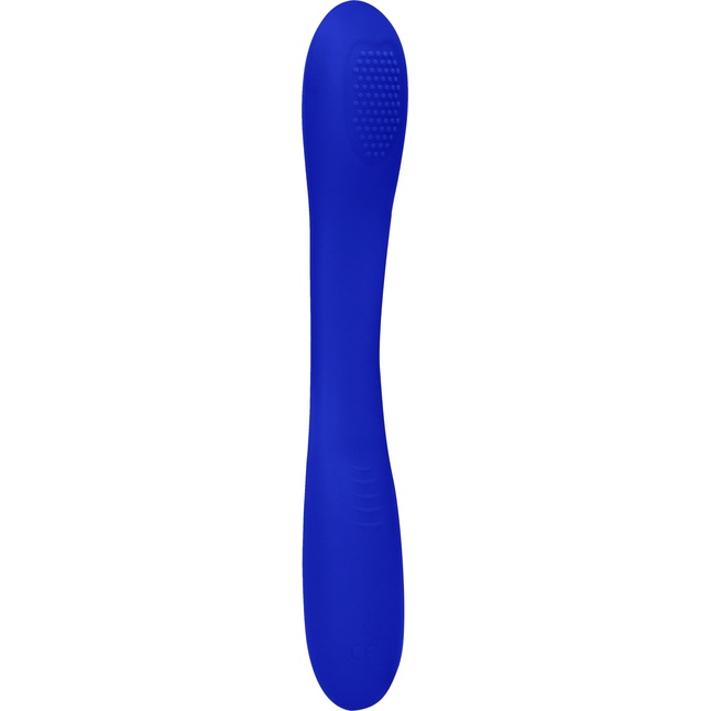 Синий двухсторонний вибратор Flex - 21,5 см - Elegance