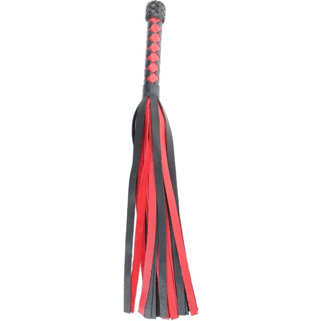 Черно-красная плеть с плетеной ромбовидной ручкой - 60 см. Фотография 5.