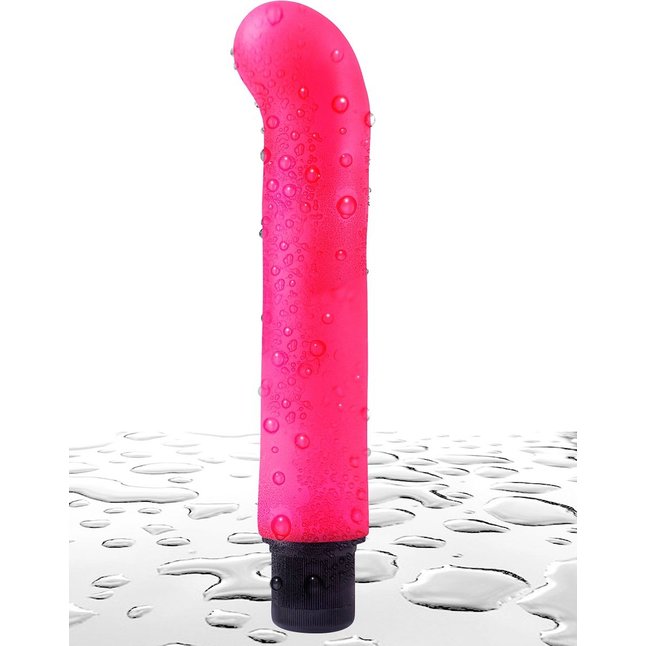 Ярко-розовый вибромассажер с загнутым кончиком XL G-Spot Softees - 16,2 см - Neon Luv Touch. Фотография 2.