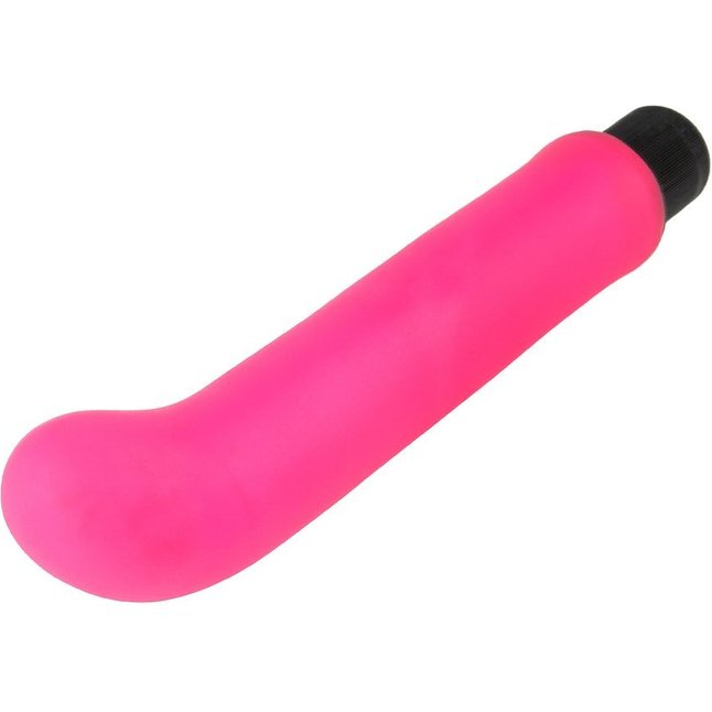 Ярко-розовый вибромассажер с загнутым кончиком XL G-Spot Softees - 16,2 см - Neon Luv Touch. Фотография 3.