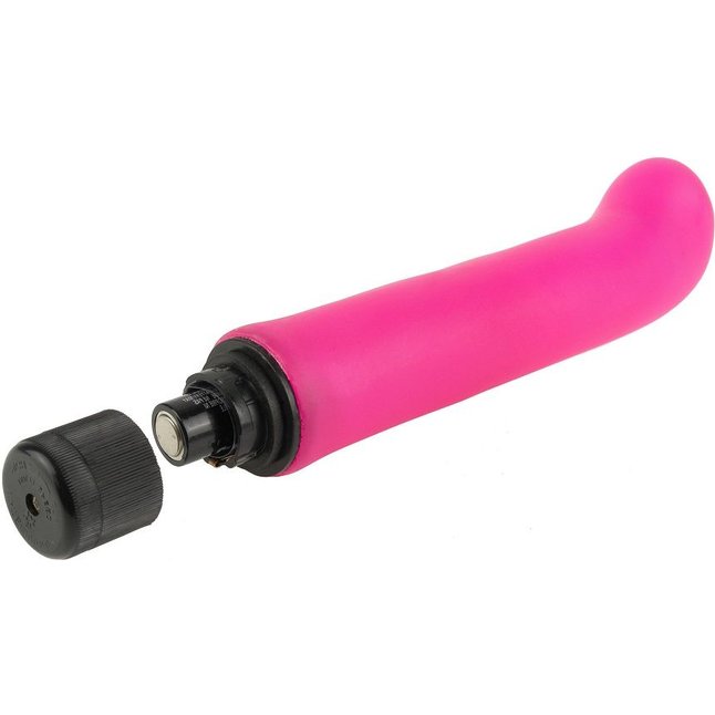 Ярко-розовый вибромассажер с загнутым кончиком XL G-Spot Softees - 16,2 см - Neon Luv Touch. Фотография 4.