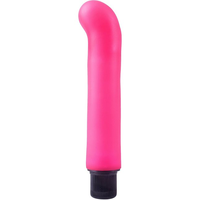 Ярко-розовый вибромассажер с загнутым кончиком XL G-Spot Softees - 16,2 см - Neon Luv Touch