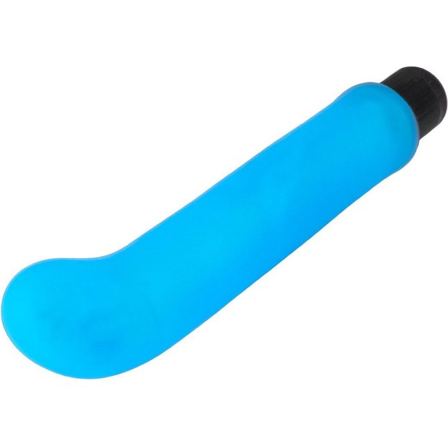 Голубой вибромассажер с загнутым кончиком XL G-Spot Softees - 16,2 см - Neon Luv Touch. Фотография 4.