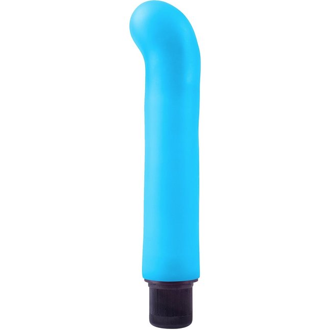 Голубой вибромассажер с загнутым кончиком XL G-Spot Softees - 16,2 см - Neon Luv Touch