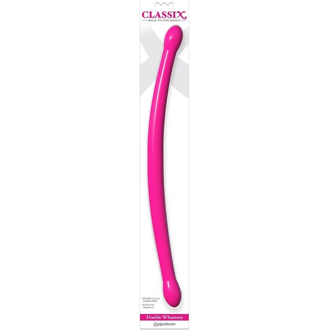 Розовый двусторонний гибкий фаллоимитатор Double Whammy - 43,8 см - Classix. Фотография 6.