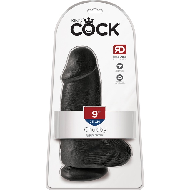 Черный фаллоимитатор на присоске Chubby - 22,9 см - King Cock. Фотография 6.