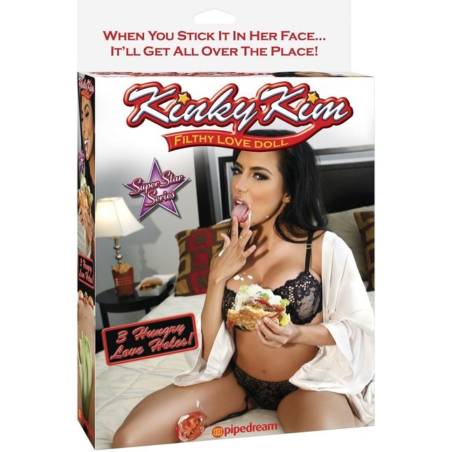 Надувная секс-кукла Kinky Kim Filthy Love Doll с 3 любовными отверстиями - Pipedream Products