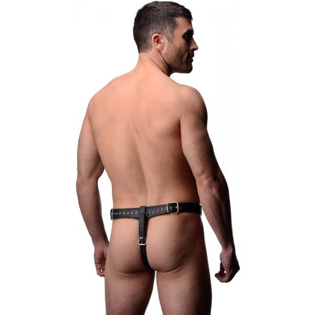 Мужской пояс верности с ремешками Male Chastity Harness - Strict Leather. Фотография 3.