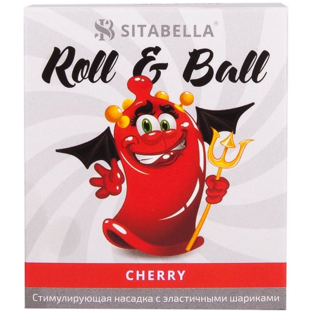 Стимулирующий презерватив-насадка Roll Ball Cherry - Sitabella condoms. Фотография 2.